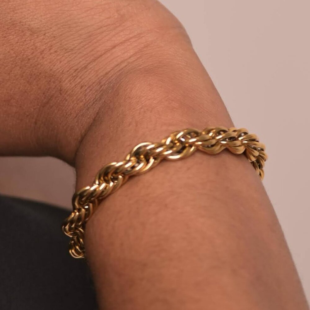 18K Gold-Plated Rope Chain Bracelet – Twist Design